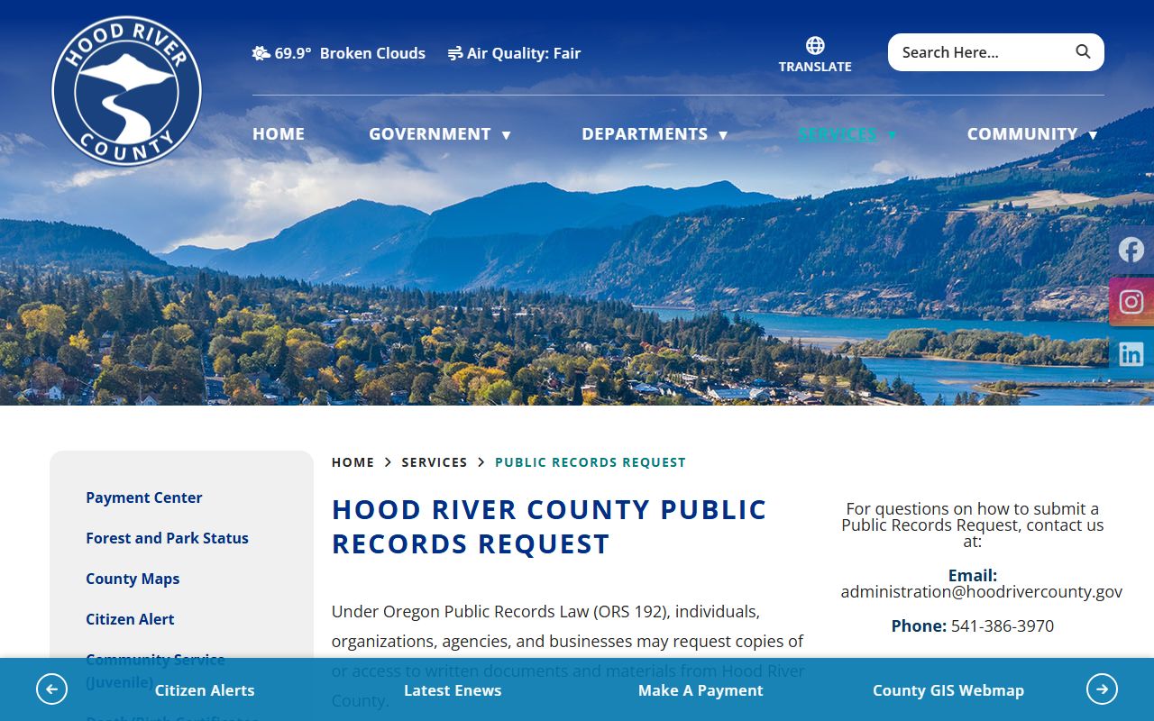 Hood River County clerk records public records request