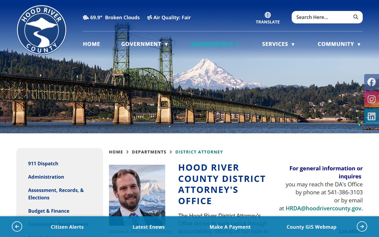 Hood River County criminal court records District Attorney office