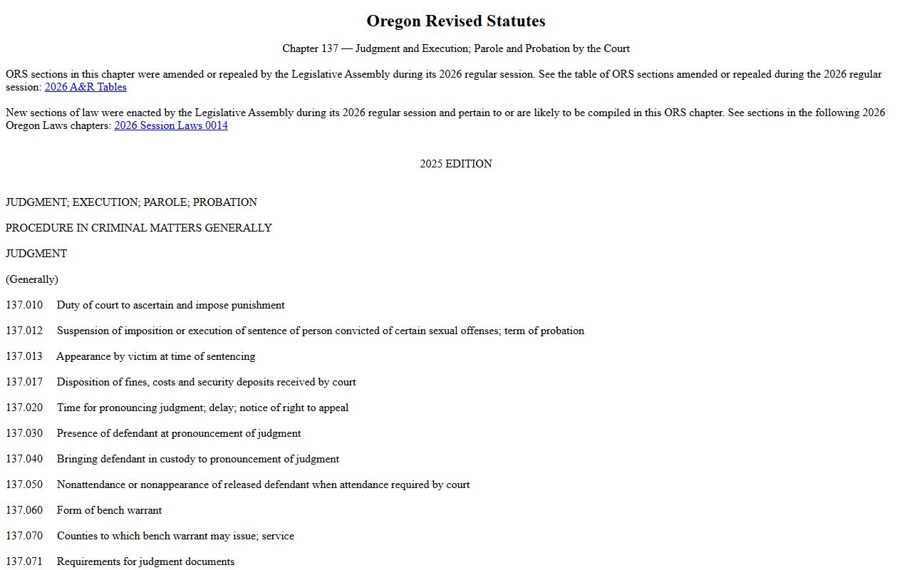 Hood River County criminal court records ORS chapter 137 set-aside law