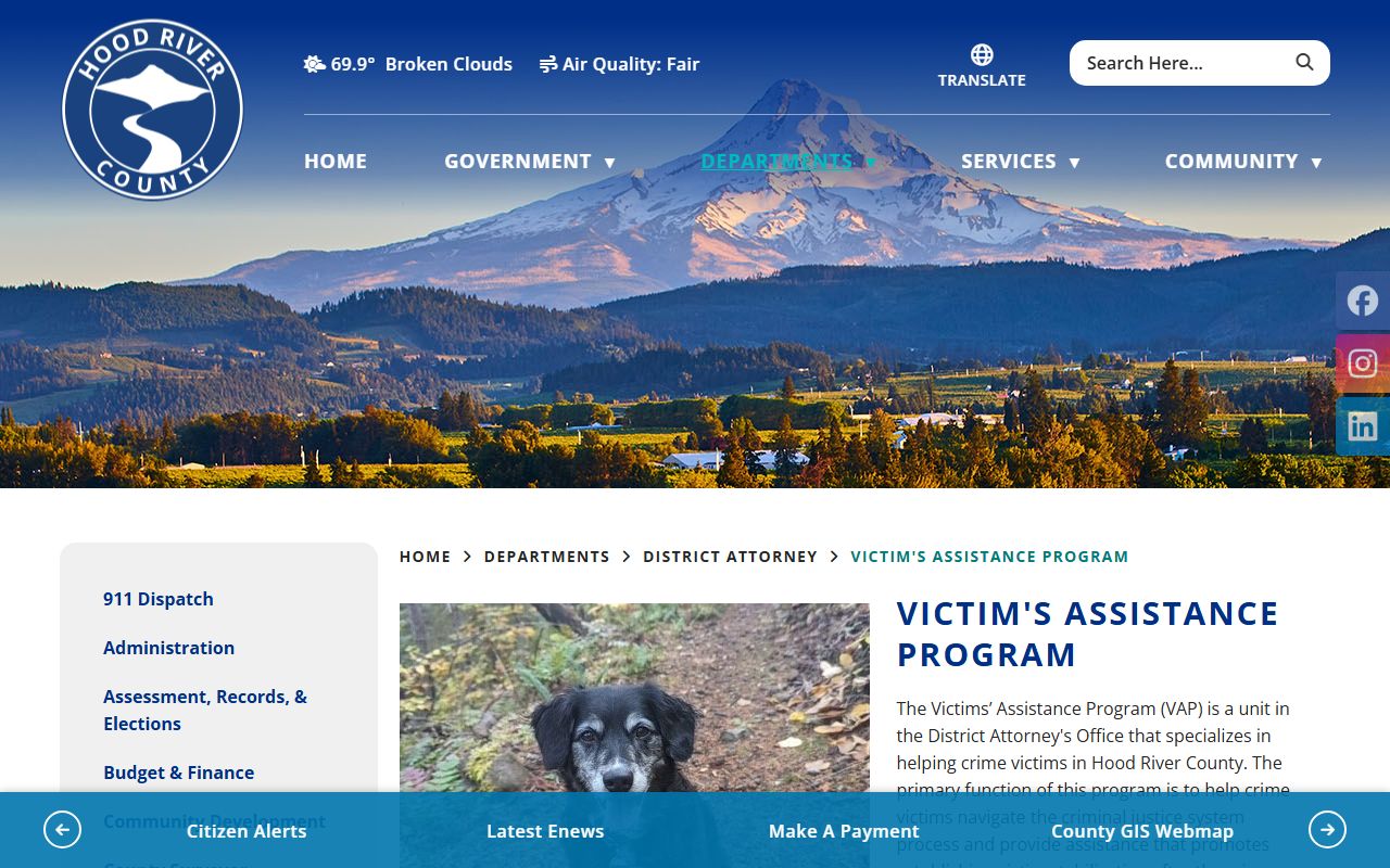 Hood River County criminal court records Victim Assistance Program