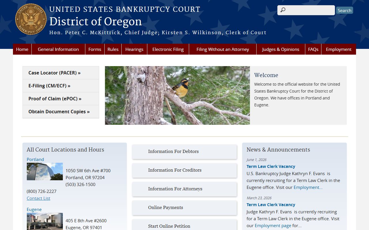 Hood River County Circuit Court records and Oregon bankruptcy court