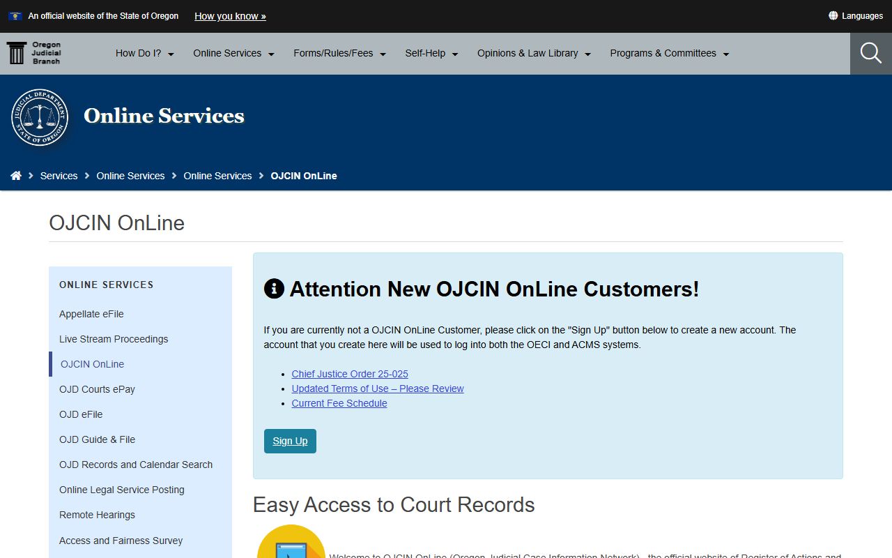 Hood River County Court records OJCIN online access