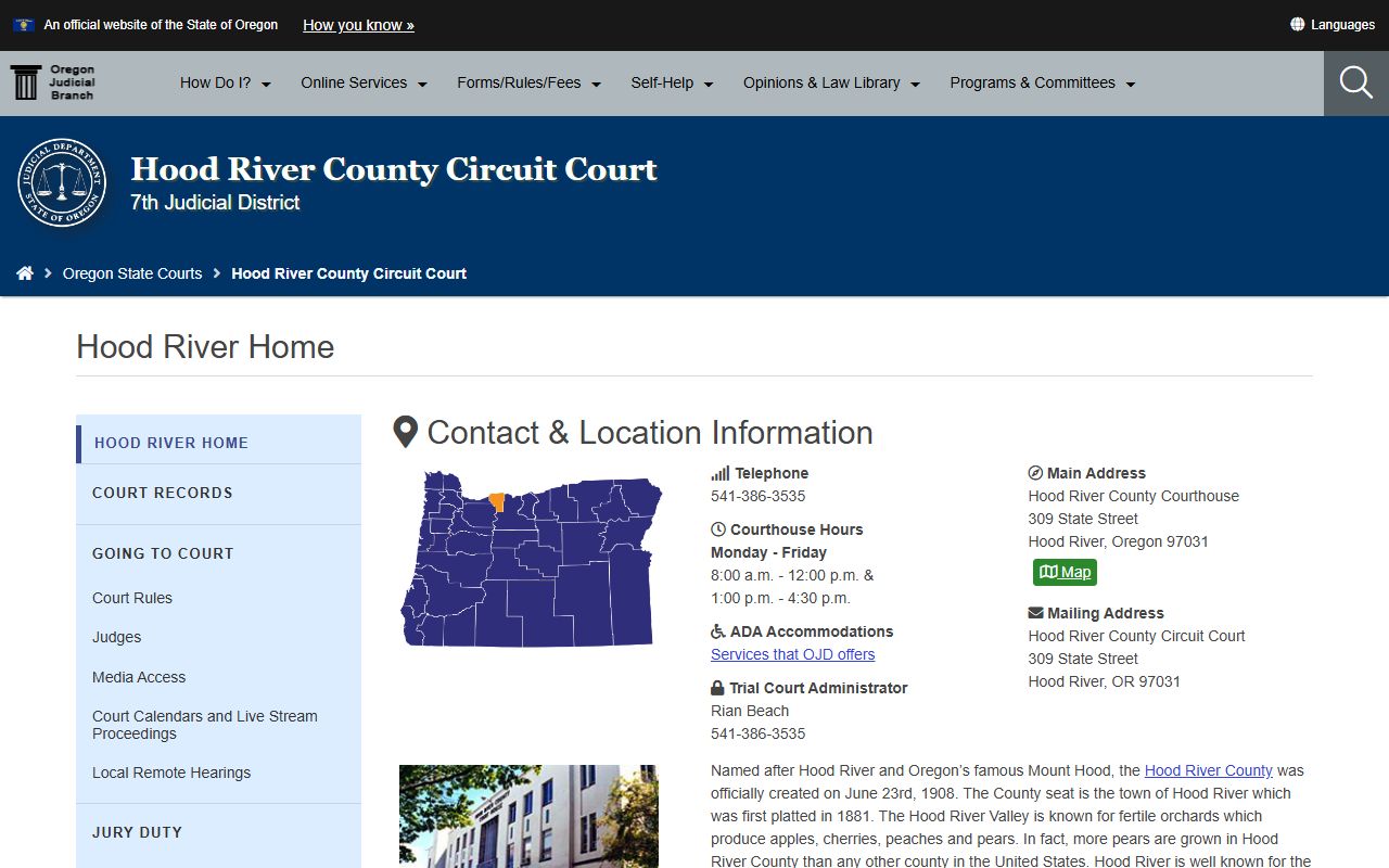 Hood River County Court records Circuit Court official page