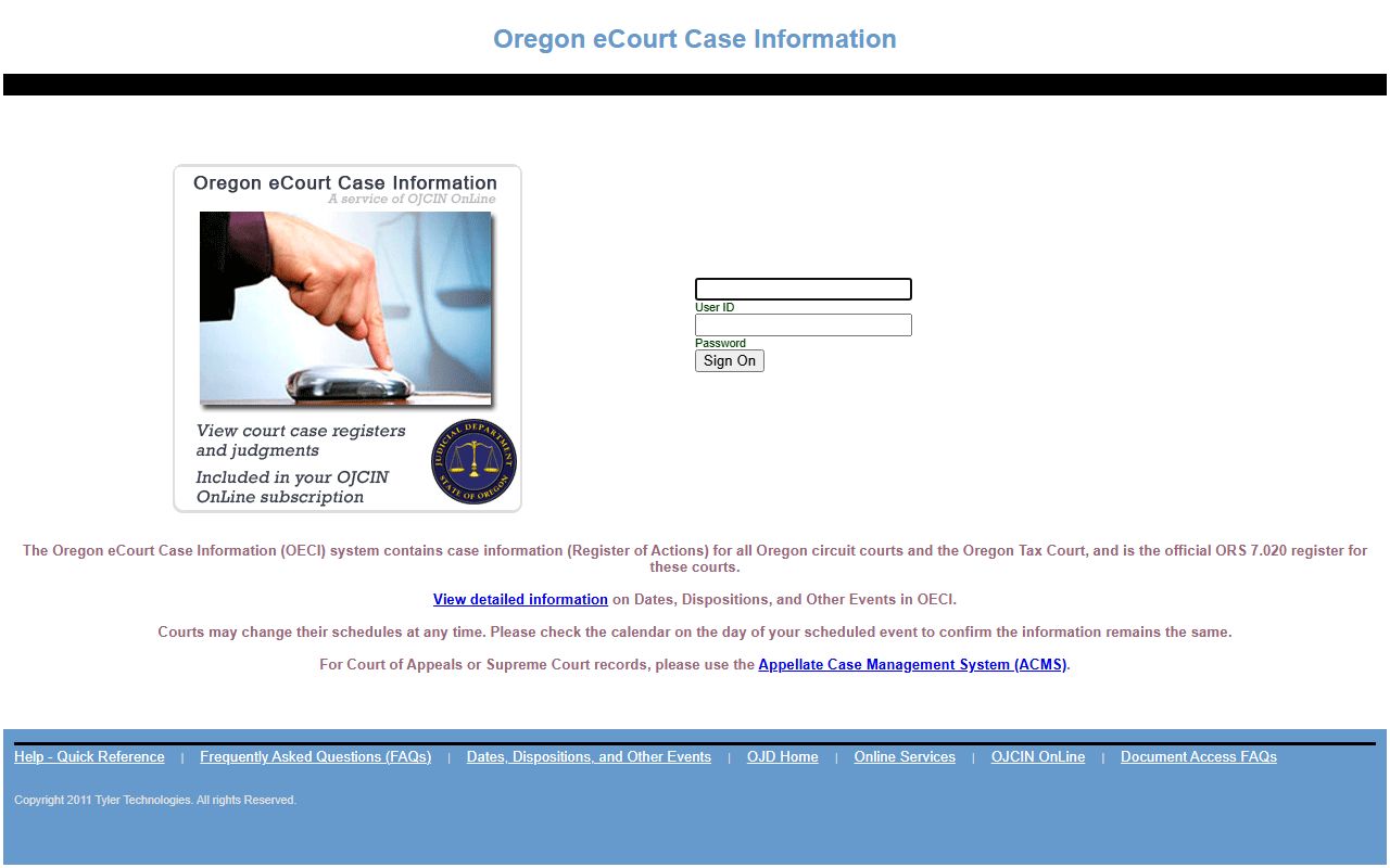 Hood River County Court records OECI public access login