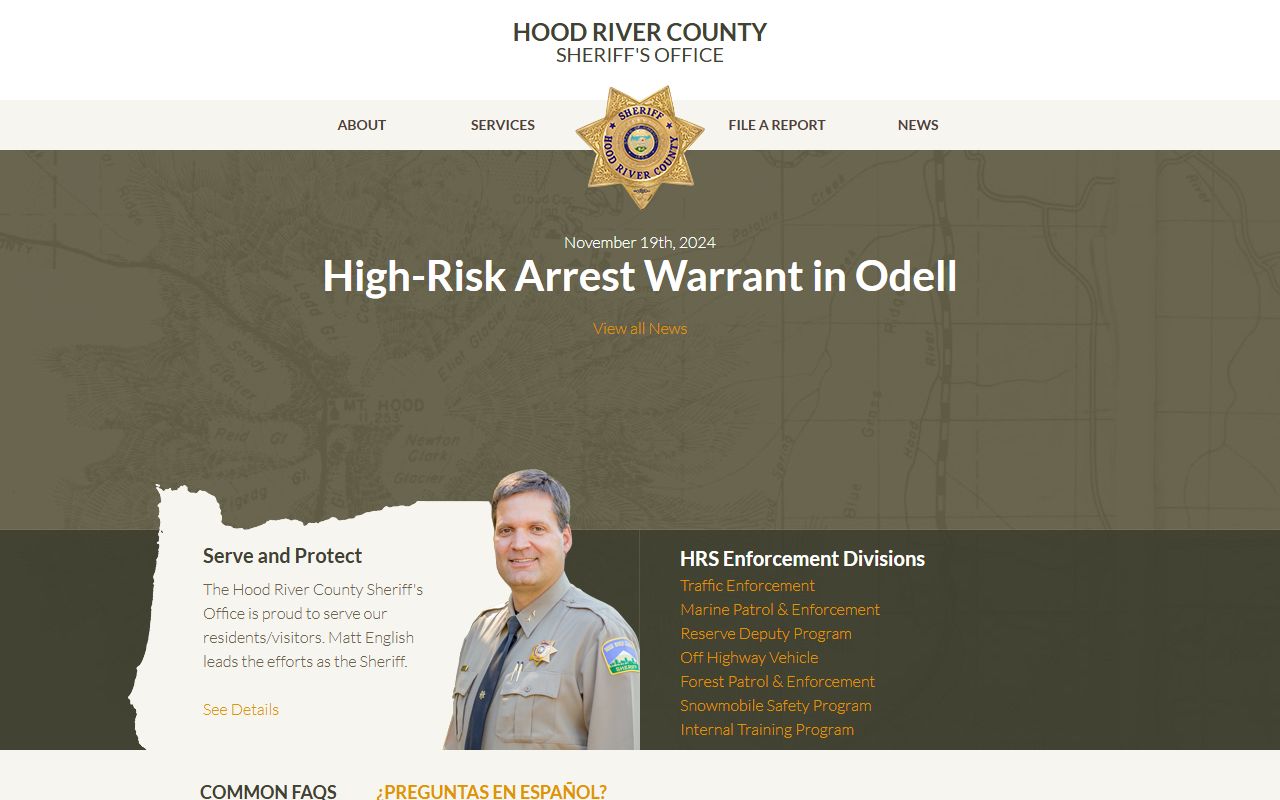 Hood River County Court records Sheriff homepage