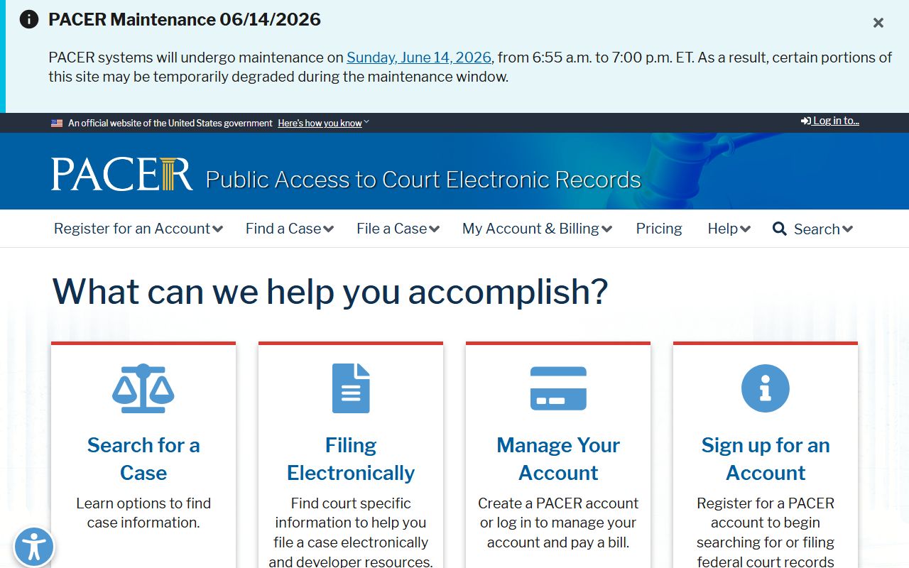 Hood River County inmate records PACER federal case account portal