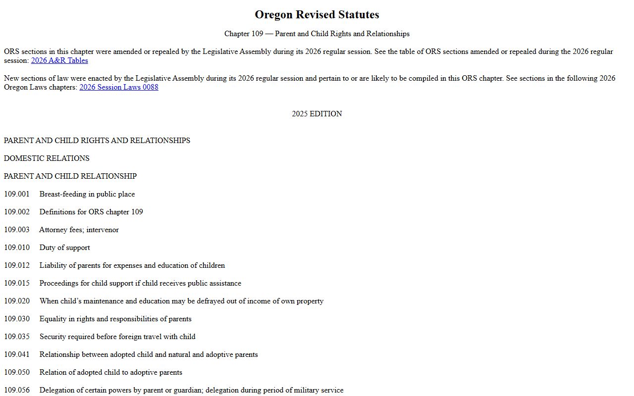Hood River County marriage and divorce records ORS chapter 109