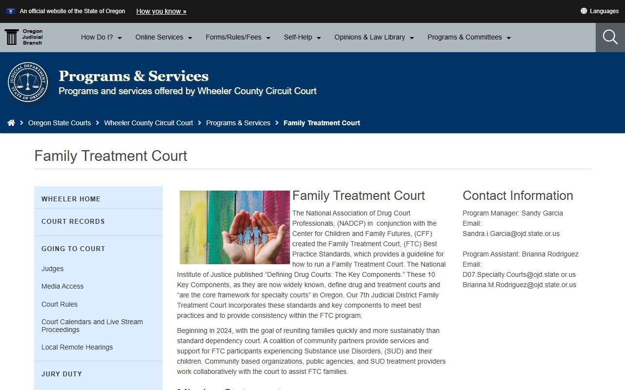 Hood River County probate records Family Treatment Court context