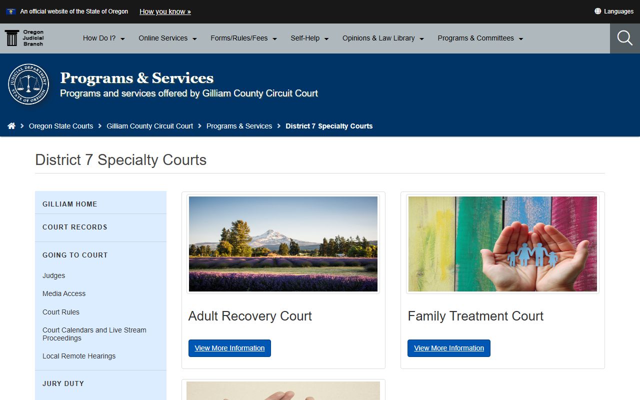 Hood River County probate records 7th Judicial District specialty court