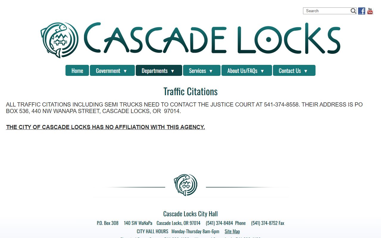 Hood River County traffic court records Cascade Locks traffic citation instructions