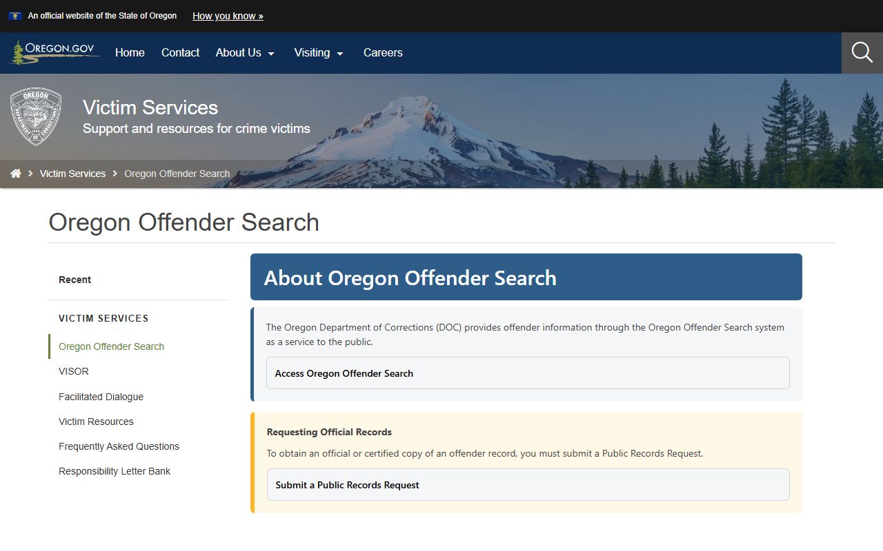 Hood River County warrant records Oregon DOC offender search information